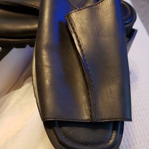 Black leather sandals